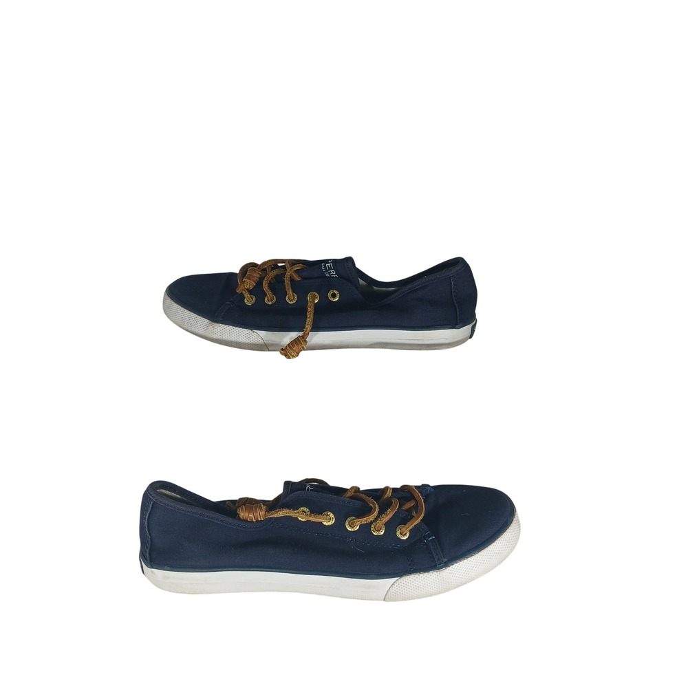 Sperry Seacoast Sneakers 6M Navy Blue Canvas Nautical Boat Shoes YG57009